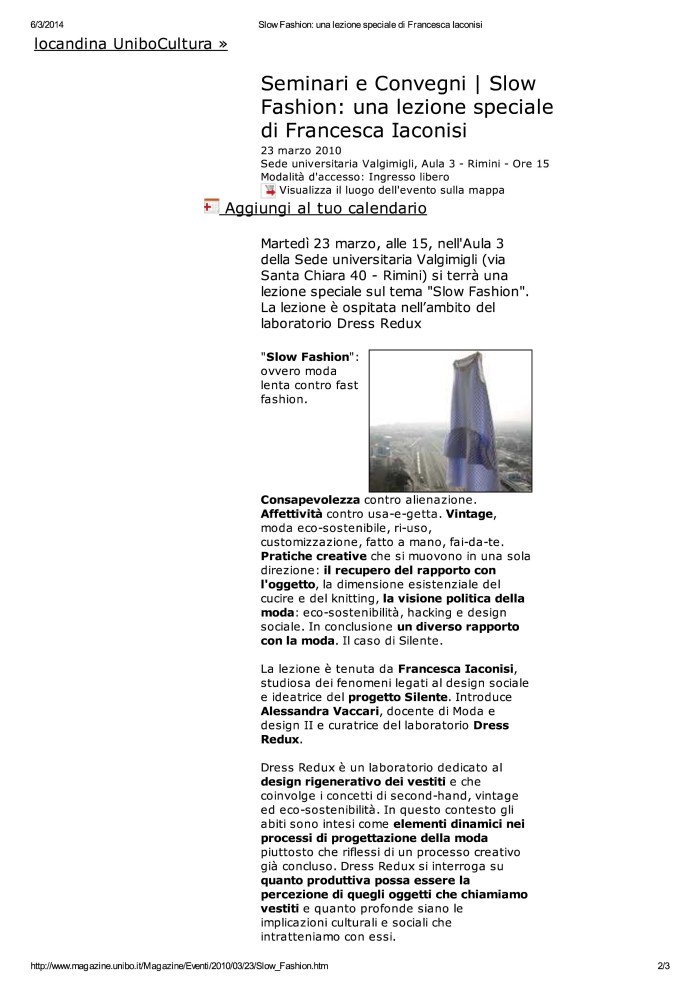 Slow Fashion: una lezion...e di Francesca Iaconisi