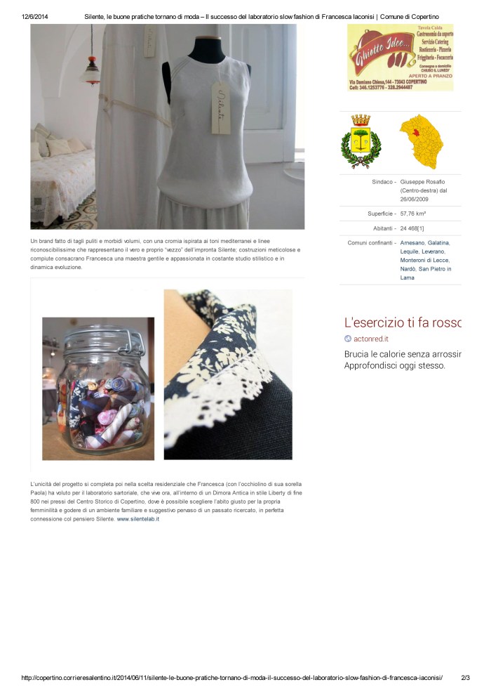 Silente, le buone pratiche tornano di moda – Il successo del laboratorio slow fashion di Francesca Iaconisi _ Comune di Copertino-2